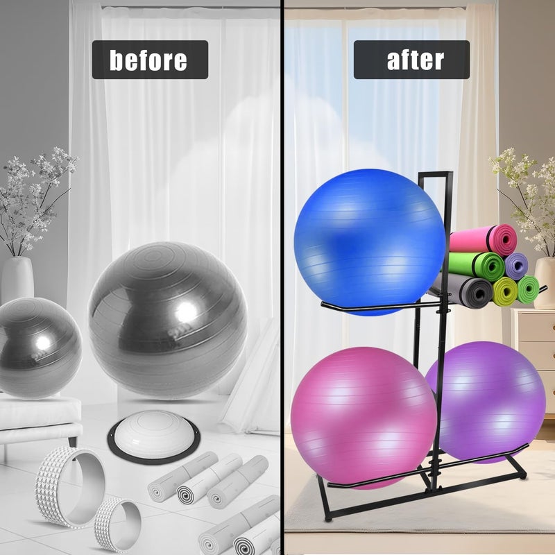 MANNIFEN Exercise Ball Holder,Stability Ball Rack, Exercise Ball and Balance Ball Storage Racks Suitable for Yoga Ball Stability Ball Yoga Mats Home and Commercial Gym ﻿ - Image 5